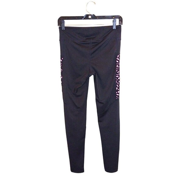 AEROPOSTALE HIGH RISE LEGGINGS BLACK & HOT PINK BLACK CUTOUT ACTIVE PANTS SIZE M - Picture 2 of 5